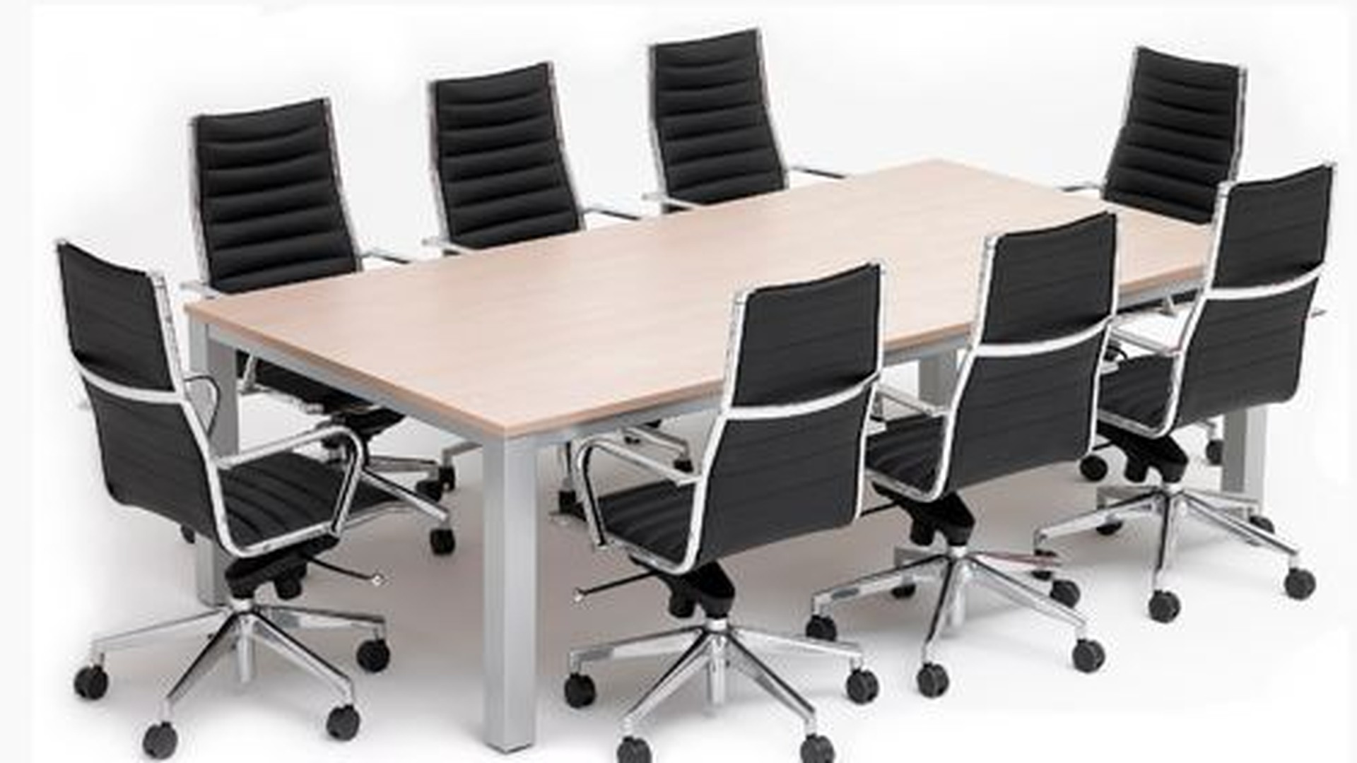 Conference Boardroom Table with Wire Raceway & Ergonomic Chairs