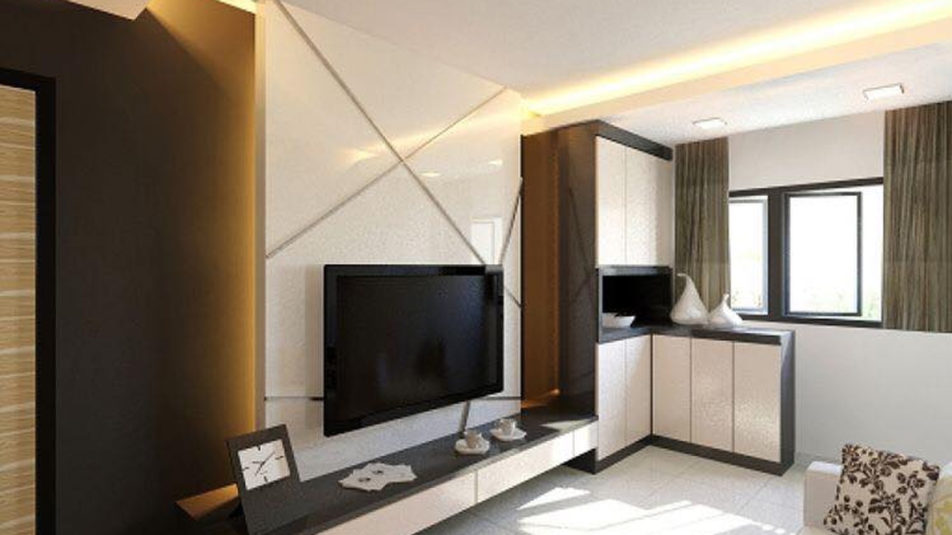 Contemporary TV Entertainment Console with Storage Credenza