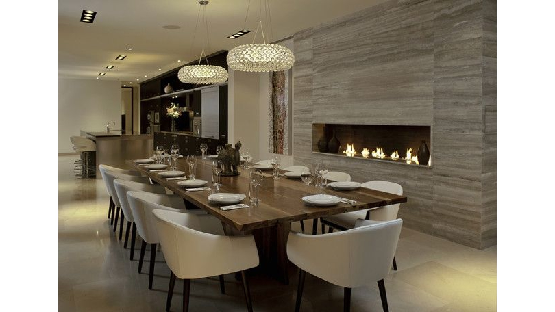 Grand Solid Wood Banquet Dining Table with Modern Curved Armchairs