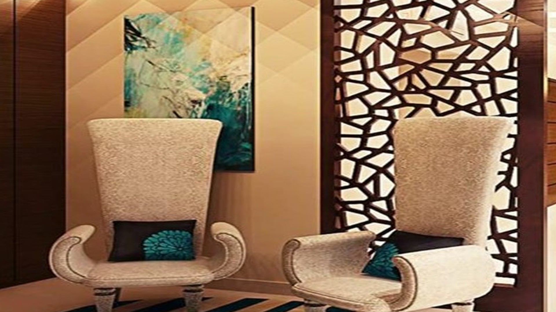 Foyer Entryway Lounge with Sculpted Accent Chairs