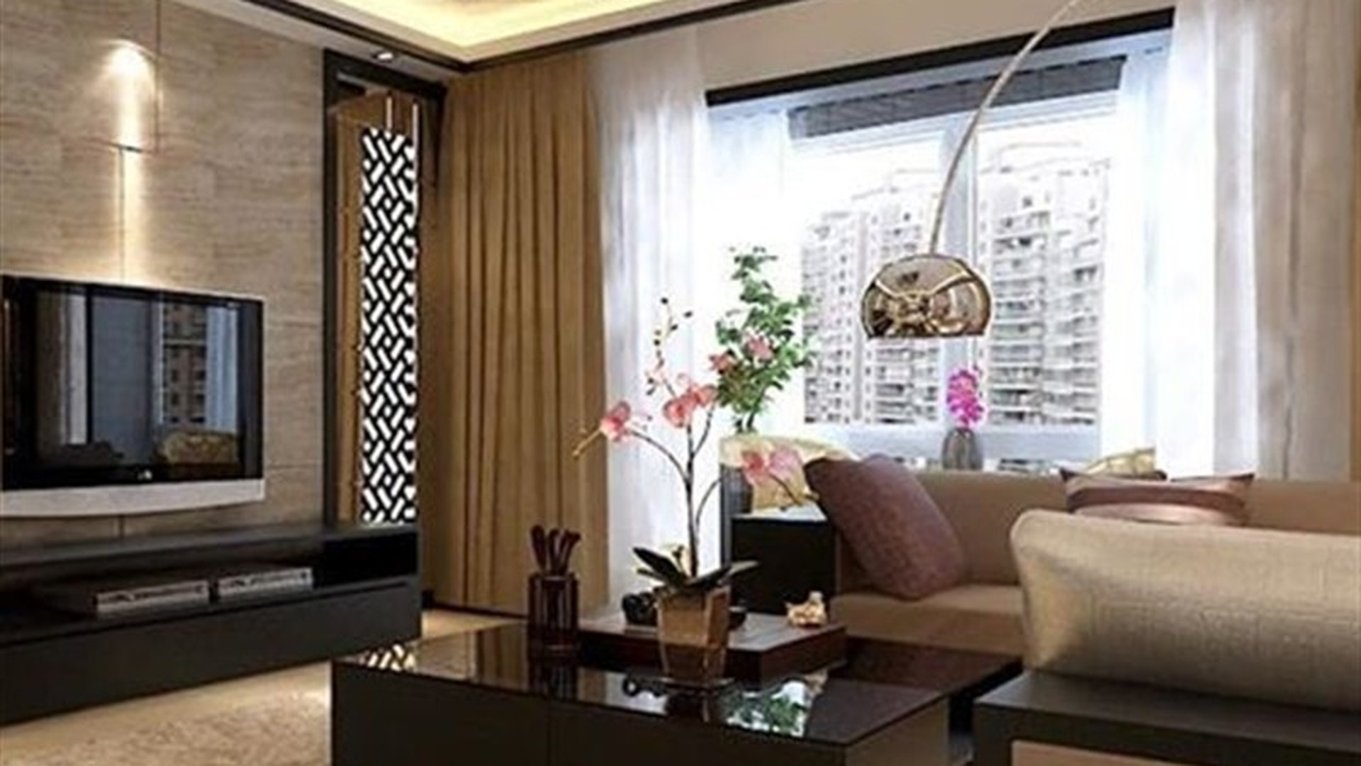 Contemporary Sectional Sofa & Mood-Lit Acoustic Ceiling