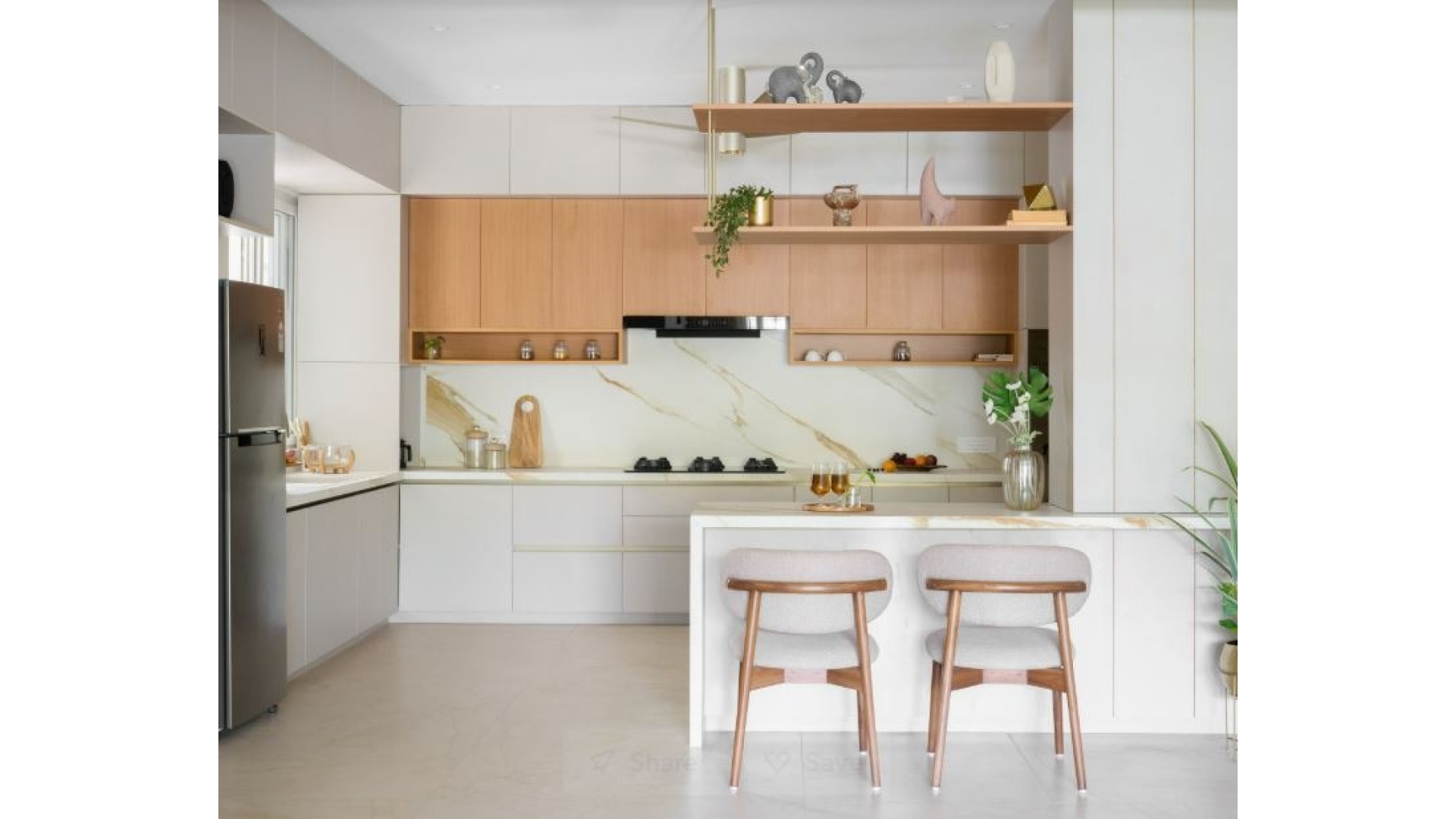Scandinavian Oak & Matte White Kitchen with Island