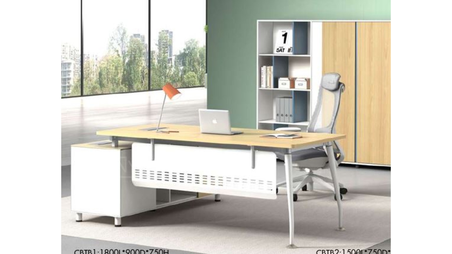 Contemporary Manager Cabin Desk with Integrated Side Credenza