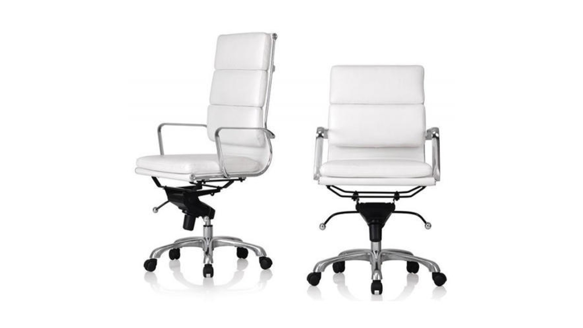 Soft-Pad Ribbed White Leather Boardroom Conference Chair