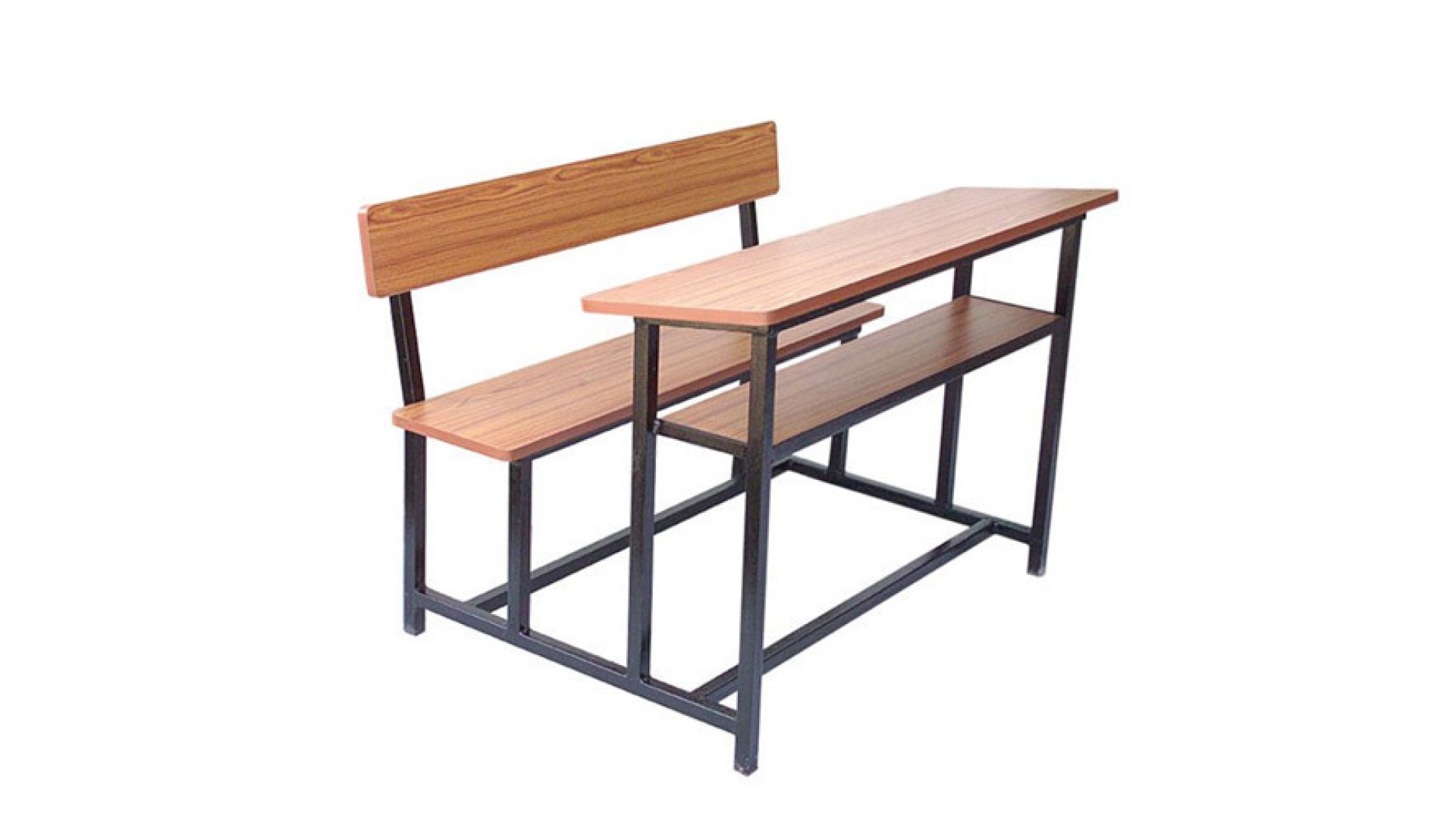 Dual-Seater School Desk & Bench with Powder-Coated Steel Frame