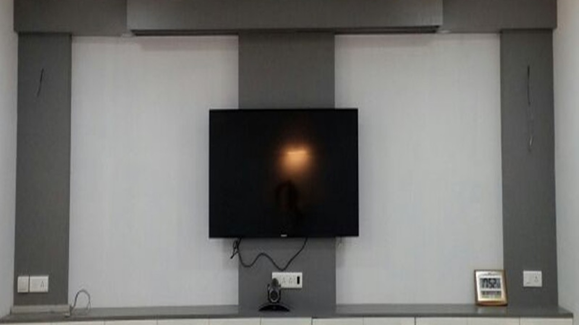 Integrated Media Wall with Full-Width Credenza