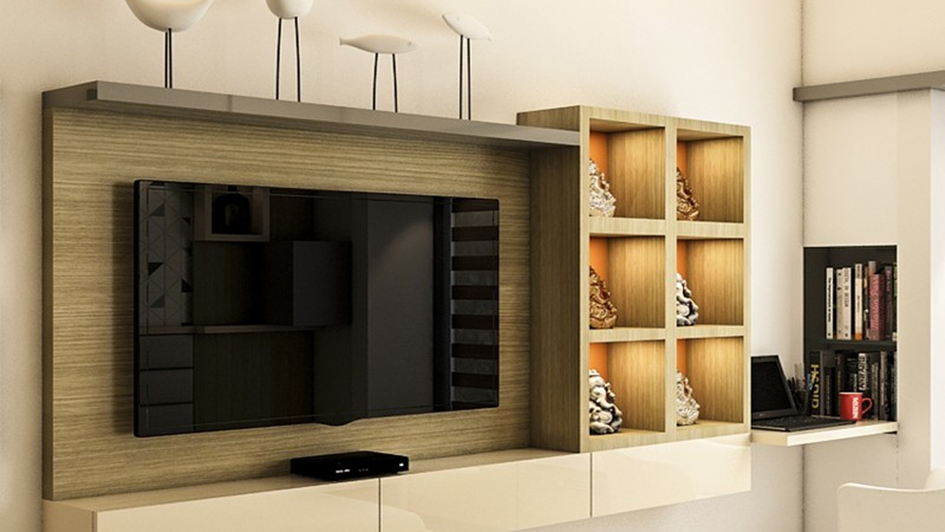 Illuminated Display Niches & Floating Console TV Unit